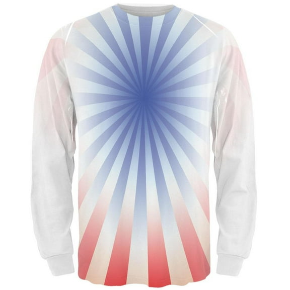 Patriot Blue Starburst All Over Adult Long Sleeve T-Shirt