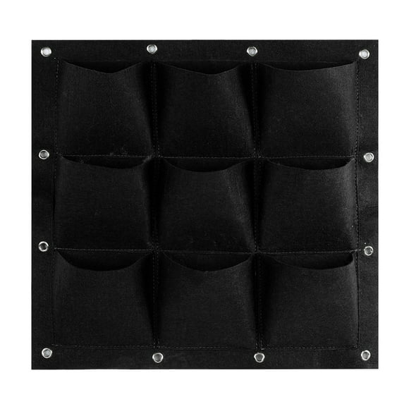 Bolsas para plantas colgantes de pared para jardín, con 9 bolsillos, para cultivo vertical (color negro)