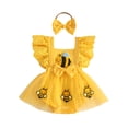 thumbnail image 3 of JAJAHO Baby Girl Clothes Romper Dress Flutter Sleeve Bow Cue Cartoon Fruit Design Bodysuits With Headbands 2 Piece Set 0-18M Comy Onesie, 3 of 9
