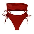 thumbnail image 5 of Efsteb Bikinis Sets for Women Strapless Bathing Suit Bikini Solid Color Summer Beach High Waist Two Piece Swimsuits Swimsuit (Red,M), 5 of 5