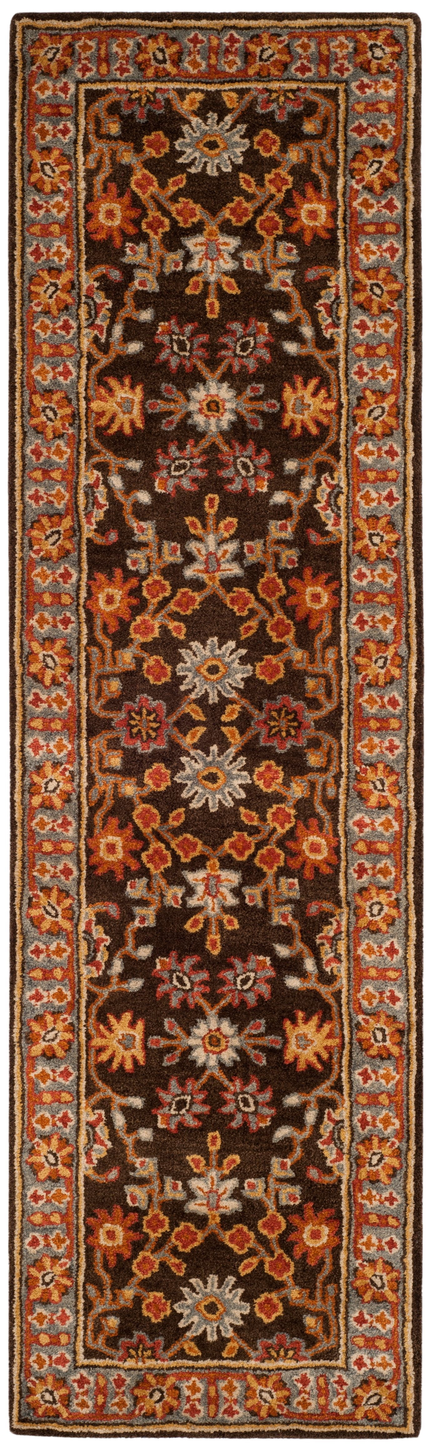 SAFAVIEH Heritage Genette Traditional Wool Runner Rug, Charcoal/Blue, 2'3" x 8'