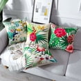 thumbnail image 2 of CHAO Juego de 4 Fundas de Cojines para Exteriores de 45x45 cm, Fundas de Almohada Impermeables para sofá con Estampado de Plantas Tropicales, Flores y pájaros, para decoración de Patio, jardín, Sala d, 2 of 5