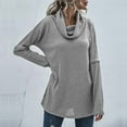 thumbnail image 2 of XFLWAM Women's Long Sleeve Cowl Neck Sweater Pullover Turtleneck Casual Loose Tunic Tops Gray S, 2 of 8