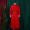 thumbnail image 4 of Women's Plus Size Fall Lapel Fashion Temperament Pleated Dress Workwear Dresses, 4 of 8
