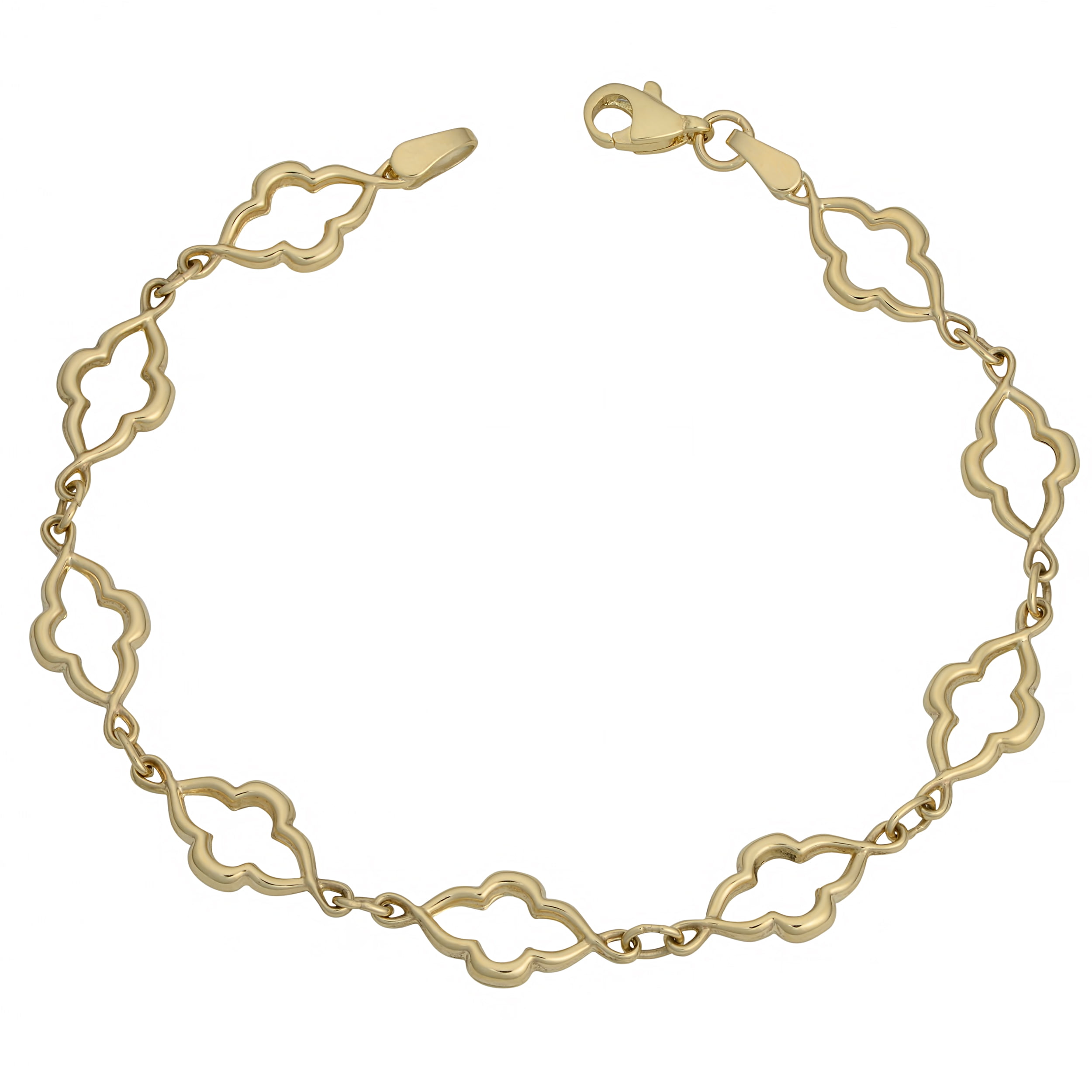 10k Yellow Gold Clover Link Bracelet (7.5 inch)