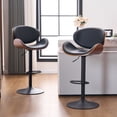 thumbnail image 2 of YOUNIKE Modern 24”H Swivel Barstool, Adjustable Height Counter Stool with Bentwood, Faux Leather Upholstered Bar Stool with Metal Frame, Black, 2 of 22