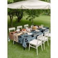 thumbnail image 5 of 60x84 Inch Outdoor Tablecloth with Umbrella Hole Zipper Rectangle Blue Brown Rectangular Tablecloths Outside Waterproof Rustic Farmhouse Dog Paw Vintage Patio Table Cloth Cover for Picnic Party, 5 of 8