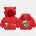 thumbnail image 2 of SGMVNU Baby Boys Girls Winter Coats with Bear Hoods Unisex Toddler Kids Lightweight Zipper up Down Jacket Snow Clothes(Size 18-24 Months,Red), 2 of 3