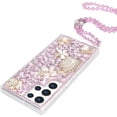 thumbnail image 3 of Compatible with Galaxy S24 Bling Case Luxury 3D Diamond Crystal Rhinestone Shiny Gemstone Perfume Bottle and Flower Case for Women Girls Glitter Sparkle Chain Lanyard Strap, Pink, 3 of 14
