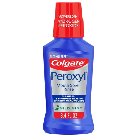 Colgate Peroxyl Alcohol Free Mouthwash and Mouth Sore Rinse, Mild Mint, 8.4 fl oz