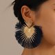 thumbnail image 1 of Pendientes en forma de corazón para mujeres de estilo retro, pendientes geométricos de borlas únicas en forma de abanico simple, pendientes de doble cabeza, joyas para parejas regalos de San Valentín, 1 of 5
