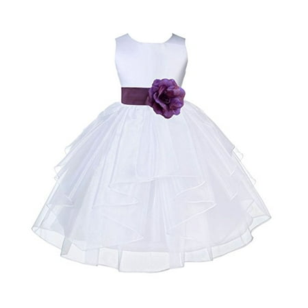 

Ekidsbridal Formal White Shimmering Organza Flower Girl Dresses Wedding Pageant Special Occasions Dresses Junior Toddler Holy Baptism Communion Reception Recital Birthday Girl Party 4613T