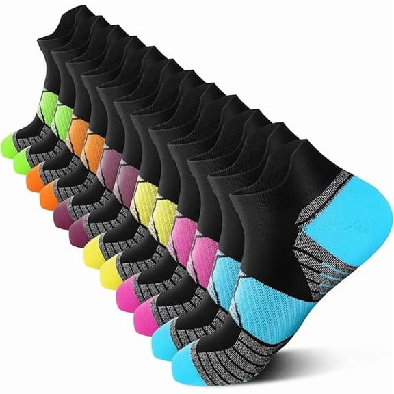 Eryueer Compression Running Socks Women (6 Pairs), Ankle Athletic Socks Low Cut with Arch Support