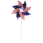 CuiLiyq 10 Pcs Patriotic Pinwheel, 8.26 Inch Red White and Blue Plastic Wind Spinner, 4th of July Garden Yard Outdoor Decor for Memorial Day Party