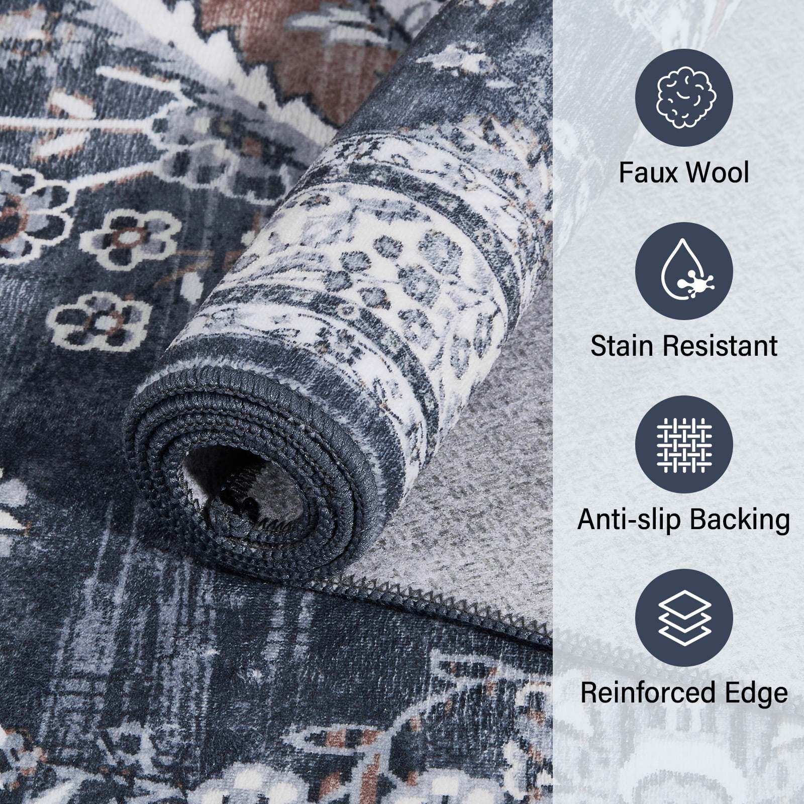 8x10 Area Rugs for Living Room Washable, Medallion Boho Non Slip Rug- Oriental Traditional Farmhouse Carpet for Bedrooms ,Dining Room, Home Office.