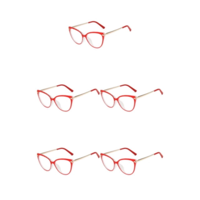 Gafas de metal Sonducket para mujer triangulares HD decorativas blanco rosa Rojo
