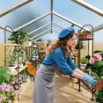 thumbnail image 4 of EastVita 6x6 FT Greenhouse for Outdoors Polycarbonate Greenhouse with Roof Vent Ground Nails Lockable Push Door Aluminum Large Walk-in Green House for Outside Garden Backyard Patio Lawn Silver, 4 of 9
