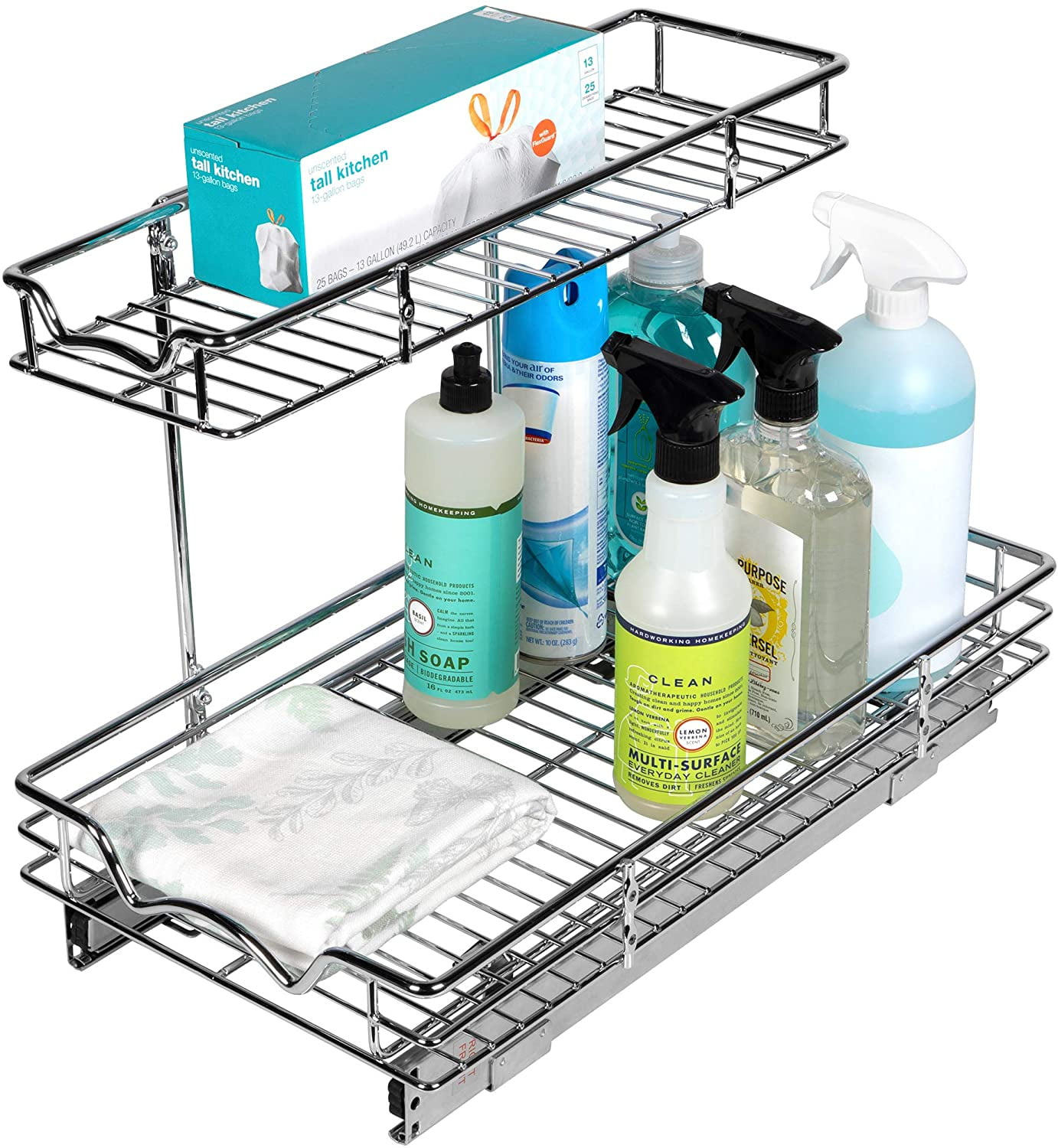 Hold N Storage 2 Tier Under Sink PullOut, Chrome 11" x 21" x 14.5