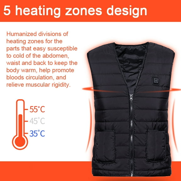 Waistcoat,Waistcoat Far Infrared Heated Vest Usb Vest Usb Cold-proof Warmer 3 Adjustment With 5 Zones Winter Body Warmer Vest Heated Winter Cold-proof Waistcoat Far Heated Winter Body Black S