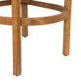 thumbnail image 3 of Christopher Knight Home 28" Wood Outdoor Bar Stool with Beige Cushions, Curved Backrest, Teak Finish, Set of 2, 3 of 11