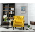 thumbnail image 2 of Guyou Mid Century Accent Chair Modern Button Tufted Armchair Wingback Club Chair Velvet Single Sofa Lounge Chair with Pillow for Living Room Bedroom, Yellow, 2 of 11