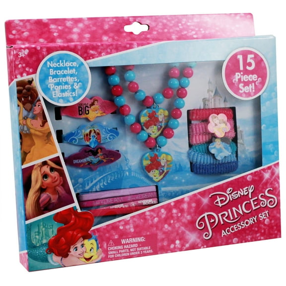 15pc Disney Princess Girls Hair Accessory Gift Box Set Kids Jewelry Hair Ponies
