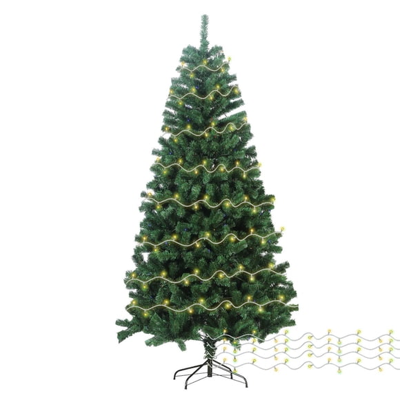 Árbol de Navidad Sky Green Pino Artificial 1.80M Frondoso Verde Guirnalda de 250 Luces LED 23M