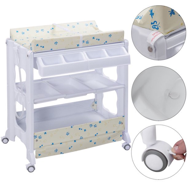 Infant Baby Bath Changing Table Diaper Station w/ Tube Pink Walmart