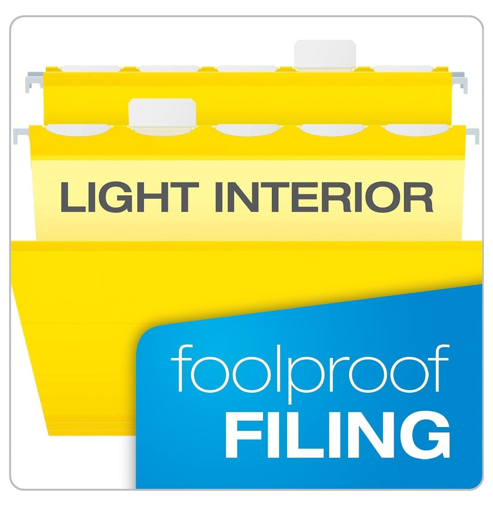 Ready-Tab Hanging File Folders, Letter Size, 5 Tab Yellow - Reinforced Hanging Folders, 25 Pack - Office Filing, Document Organization, Color Coded