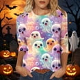 thumbnail image 2 of Edvintorg Top for Women Plus Size Halloween Printed 3/4 Sleeve Casual Pullover Shirt Crew Neck Loose Lightweight Blouse Womens Fashion S-5XL Multicolor, 2 of 5