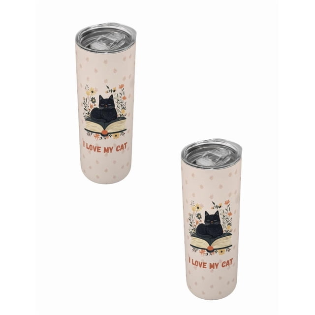 Duo de termos de 590 ml diseño ilustrado de gato