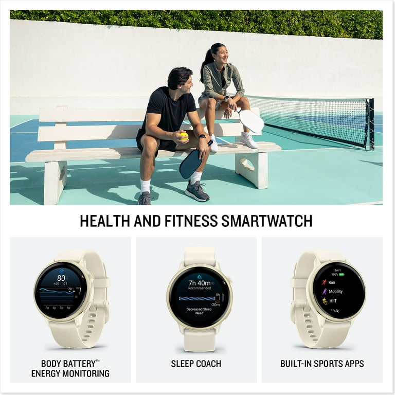 Garmin Vivoactive Smartwatch Lunar Gold with Bone Silicone Band
