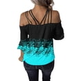 thumbnail image 4 of Camisas Para Mujer, Sueltas, Informales, de Manga 3/4, Con Estampado Sin Tirantes, Blusa Informal, Camiseta, Túnica, Tops Odeerbi ODB126826, 4 of 7