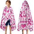 thumbnail image 3 of Pink Breast Cancer Hooded Bath Towel，60"x35" for Ages 3 To 12 Kids, Quick Dry Lightweight Soft Microfiber Hood Beach Towel Cover Up for Kids, 3 of 7