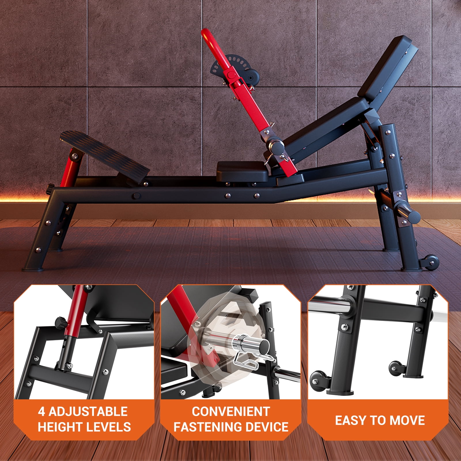 JoanKaren Hip Thrust Machine, 900 Lbs Capacity Heavy Duty Glute Bridge & Hip Thrust Machine with Weight Holder and Non-Slip Padding