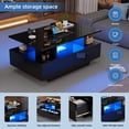 thumbnail image 4 of MODERNLUXE 35.4" Coffee Table with LED Lights, Modern Centre Table Tea Table with 2 Storage Drawers & Open Storage Space,Sofa Side Table for Living Room,Black, 4 of 9