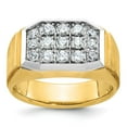 thumbnail image 1 of Diamond2Deal 14K Yellow Gold with White Rhod Men's 1 cttw Diamond Cluster Ring Size 10, 1 of 6
