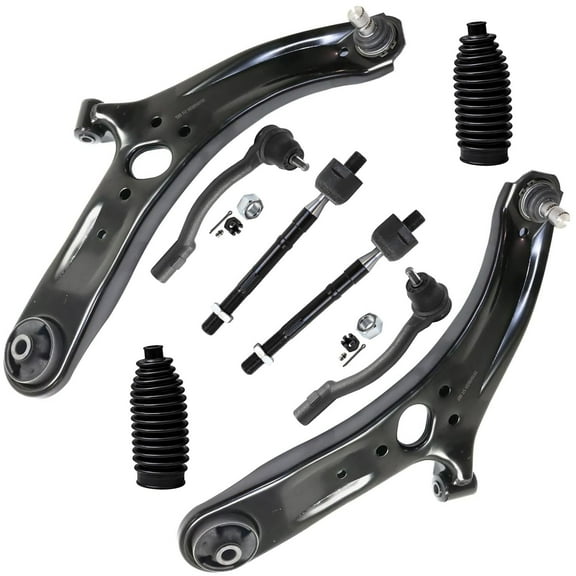 Detroit Axle - Front Control Arms Tie Rods Kit for 2012-2017 Kia Rio, 2 Lower Control Arms with Ball Joints 4 Outer Inner Tie Rods 2 Boots 2013 2014 2015 2016 Replacement