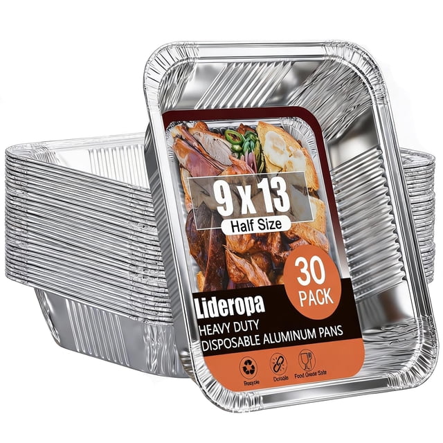 Sartenes de papel de aluminio Lideropa 9 x 13 (paquete de 30) para cocinar y almacenar