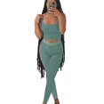 thumbnail image 1 of Lounge Wear Ribbed Casual 2 Piece Summer Shorts Set For Women Sleeve Top+Elastic Leggings Outfits, 1 of 5