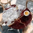 thumbnail image 2 of Marble Red Round Tablecloth, Fitted Table Cover with Elastic for 55"-60" Round Tables, Modern Abstract Gold White Brick Stone Motif Table Cloth Outdoor Indoor Dinning Party Waterproof Tablecloths, 2 of 7