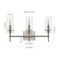 thumbnail image 3 of JONATHAN Y Cato 21.25" 3-Light Modern Minimalist Iron/Glass LED Vanity, Nickel/Clear, 3 of 8