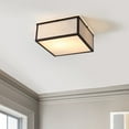 thumbnail image 3 of JONATHAN Y Grant 14.13" 2-Light Minimalist Industrial Square Linen Iron LED Flush Mount, Oil Rubbed Bronze/Beige, JYL1311A, 3 of 10
