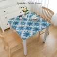 thumbnail image 2 of HAOXIT  Teal Tablecloth, Wintertime Inspiration Ornate Abstract Snowflakes in Pale Colors Christmas, Rectangular Table Cover for Dining Room Kitchen Decor 60''x60'', 2 of 7