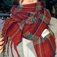 thumbnail image 6 of Xfvqtps Womens Scarf Tassels Oversized Plaid Vintage Fashion Soft Comfortable Thickened Warm Retro Style Christmas Gift Winter Pashmina Shawls and Wraps Red, 6 of 9