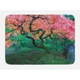 thumbnail image 1 of Japanese Bath Mat, Aged Red Leaf Maple with Moss Asian Garden Scenery in Autumn Grass Relaxation in Nature, Non-Slip Plush Mat Bathroom Kitchen Laundry Room Decor, 29.5 X 17.5 Inches, Green, Ambesonne, 1 of 2