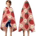 thumbnail image 3 of Strawberry Plants Fruit Flower Pink Pattern Hooded Bath Towel，50"x30" for Ages 3 To 12 Kids, Quick Dry Lightweight Soft Microfiber Hood Beach Towel Cover Up for Kids, 3 of 7
