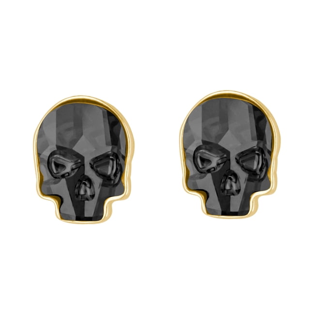 Arete para Mujer con Cristal Swarovski en Forma de Calavera– Bañado en Oro 14k– Arete Elegante y Brillante, Aretes de Mujer de Moda– Joyería para Mujer de Moda– Regalo especialer Night Ortiz Espinosa Temporada