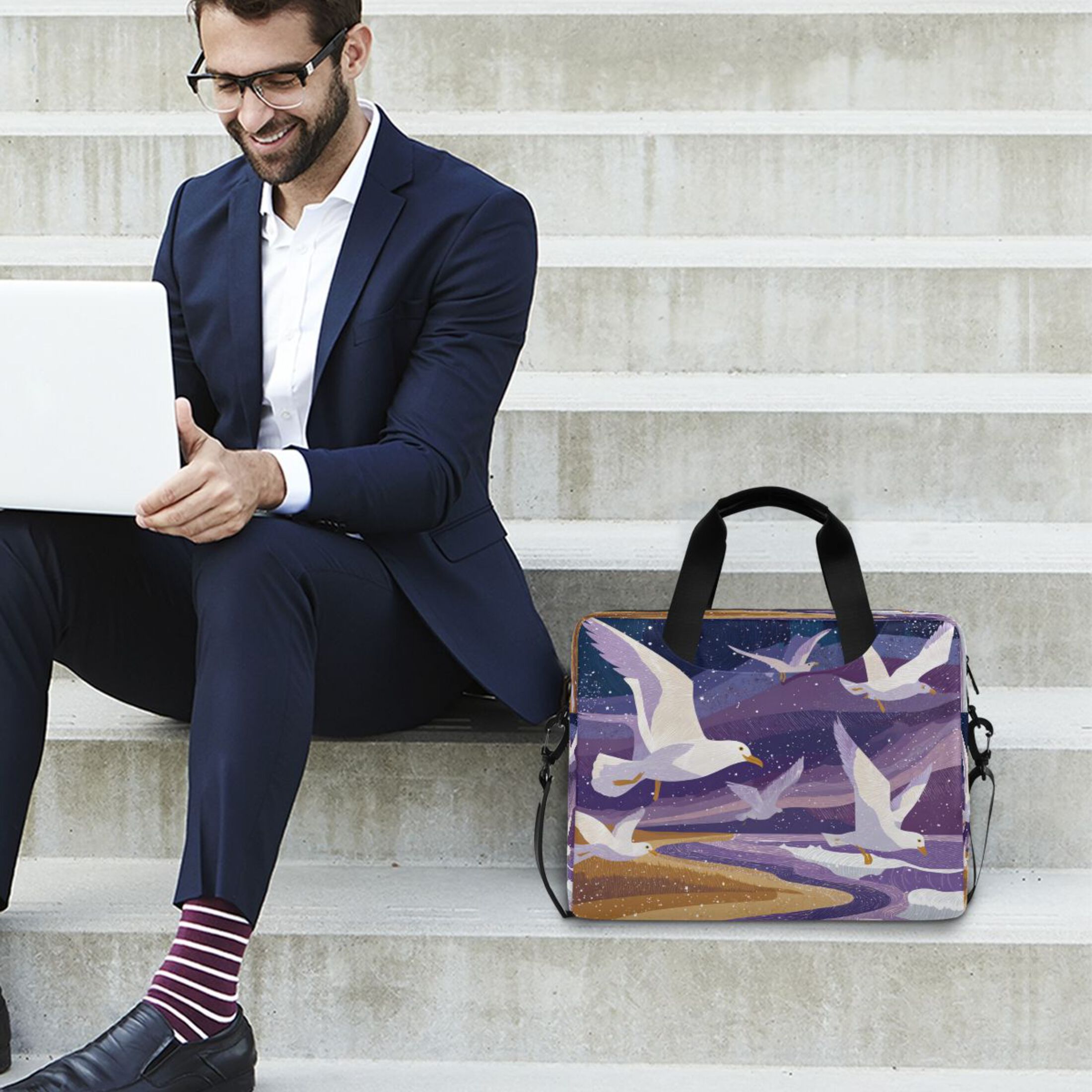 Laptop Bag Laptop Briefcase 15.7 x 3 x 11.8 Inches Laptop Bag Briefcases Laptop Storage Travel Laptop Bag Work Laptop Bag Beautiful Seagulls