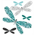 thumbnail image 3 of Ambesonne Dragonfly Duvet Cover Set, Ornamental Dragonfly with Lace and Damask Effects Image, Decorative 3 Piece Bedding Set with 2 Pillow Shams, Queen Size, Turquoise Black, 3 of 3